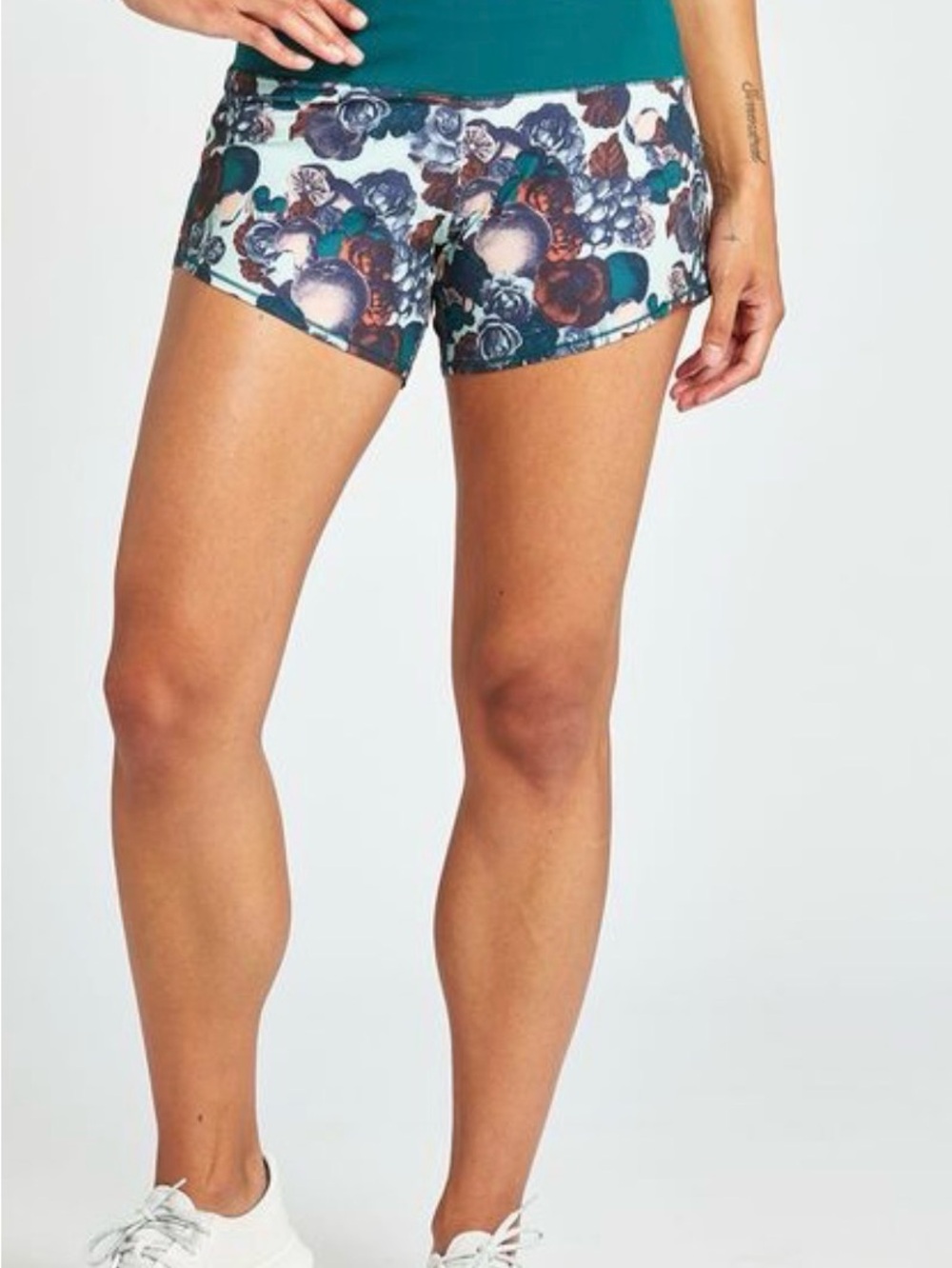 Outsells Floral Print Active Short - Teal & Multi